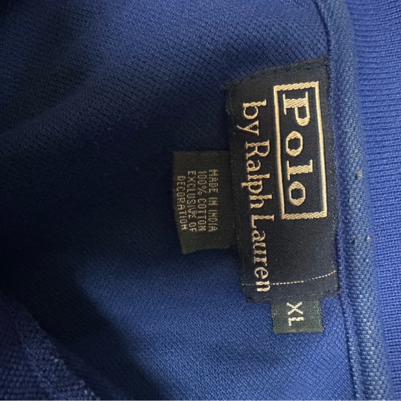 Blue Polo Shirt with a Green stripe and a red Polo Logo - Picture 3 of 3